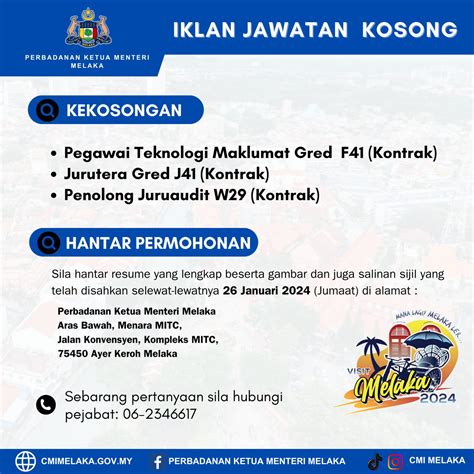 Iklan Jawatan Perbadanan Ketua Menteri Melaka Cmi Jobs Hub