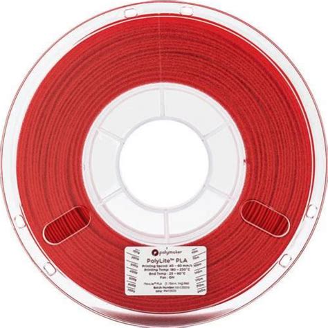 Polymaker 70534 Filament PLA 2 85 Mm 1 Kg Rouge PolyLite 1 Pc S