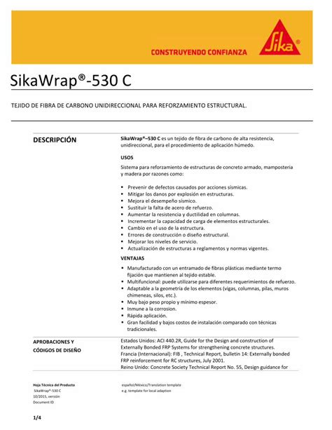 PDF Sikawrap 530 C Sika Mexicana SA De CV PDF File Consultar