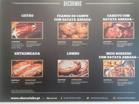 Menu em O Bacorinho Leitão à Bairrada BBQ Setúbal