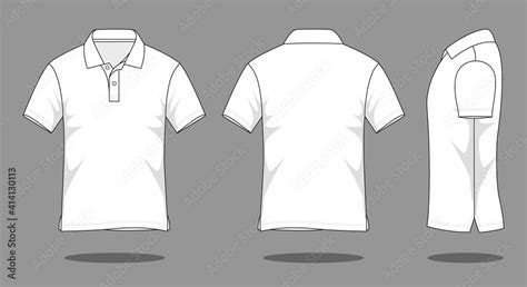 White Short Sleeve Polo Shirt Template On Gray Background Front Back