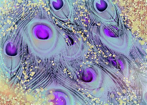 Pastel Peacock Feathers In Ether A Pattern In Hazy Colors Digital Art