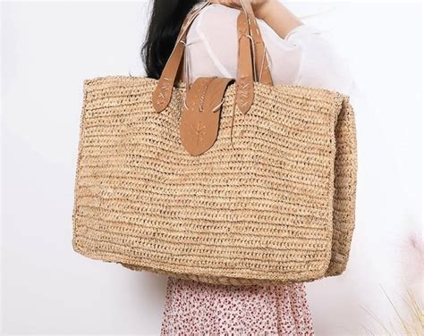 Large Straw Beach Bag Oversize Bag Large Straw Totelarge Etsy