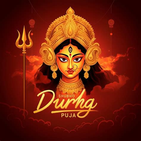 Creative Illustration Of Goddess Durga In Happy Durga Puja Subh