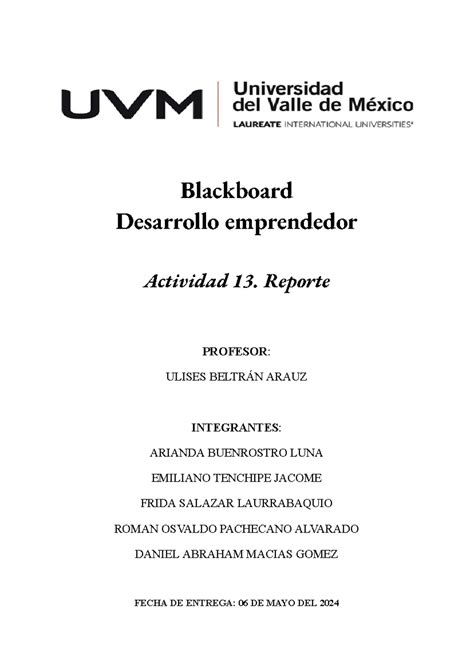 A13 Damg Activdad 13 Blackboard Desarrollo Emprendedor Actividad 13