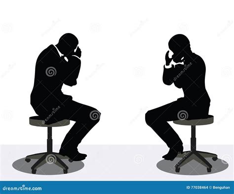 Business Man And Woman Silhouette On Phone Stock Vector Illustration