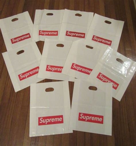 10 Supreme Retail Shopping Bags White Plastic Red Box Logo Small Bag