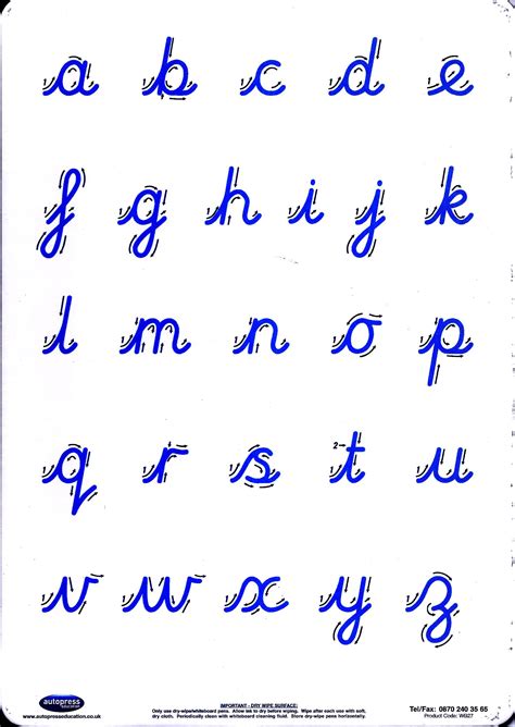 Cursive Practice Alphabet With Arrows Educational Laminated Chart ...