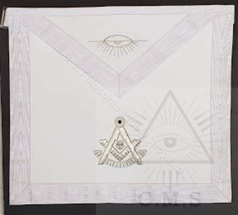 Past Master With All Seeing Eye Masonic Apron White TME APR P