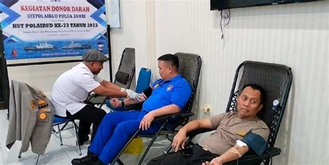 Dalam Rangka Hut Ke Ditpolairud Polda Jambi Gelar Baksos Donor Darah