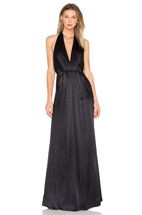 Jill Jill Stuart Plunge Halter Gown In Black Revolve