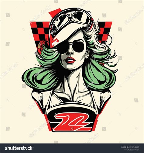 Racing Pinup Holding Checkered Flags Vector Stock Vector Royalty Free 2298142609 Shutterstock