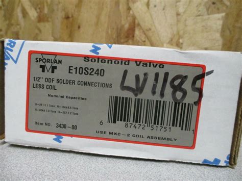 Sporlan Solenoid Valve ½” Odf Solder Connections Less Coil E10s240 Etech Surplus