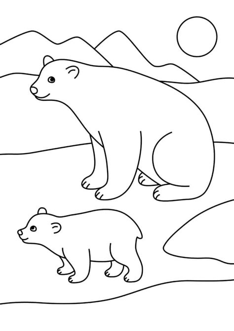 Linda M E Urso Polar E Dois Beb S Ursos Polares Para Colorir Imprimir