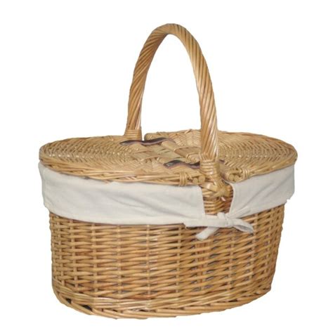 August Grove Wicker Oval Picnic Basket With Lining Wayfair Co Uk