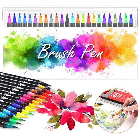 1 X RAW Customer Returns Amteker Dual Brush Pen Set 24 Colors Waterco