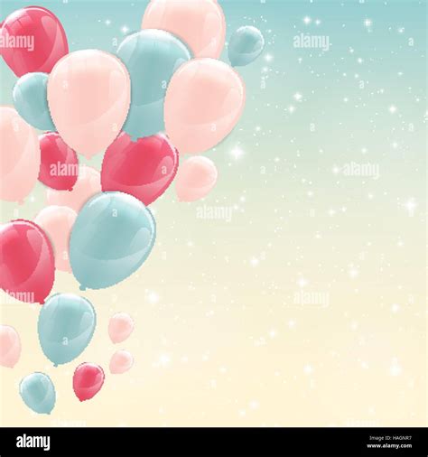 Color Glossy Happy Birthday Balloons Banner Background Vector Il Stock