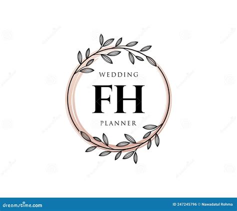 Fh Initials Letter Wedding Monogram Logos Collection Hand Drawn Modern