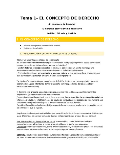 Apuntes Final Teoria Del Derecho Tema 1 El Concepto De Derecho El