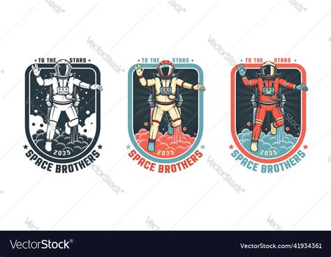 Space astronaut retro badge Royalty Free Vector Image