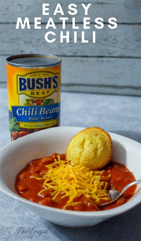 Easy Meatless Chili Recipe with BUSH’S® Chili Beans - The Frugal Navy Wife