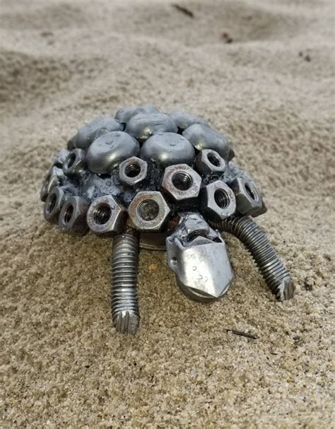 Recycled TURTLE Metal Art Statue Handmade Scrap Steel Sculpture Made