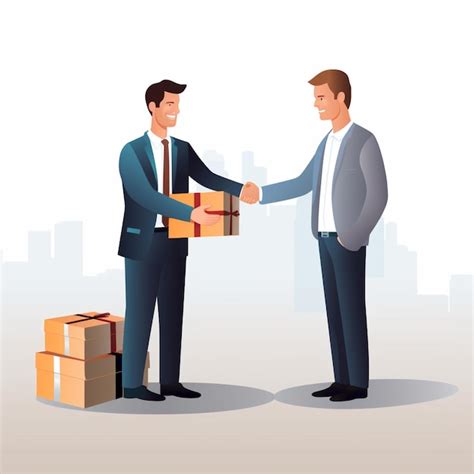 Premium AI Image There Are Two Men Shaking Hands With Boxes In Front