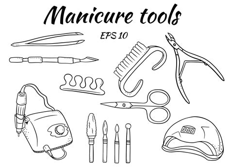 A set of manicure tools. Tools for hardware manicure and pedicure. Apparatus for manicure ...