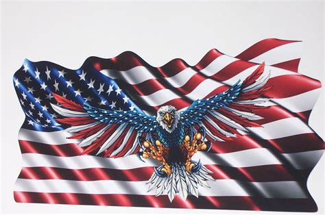 Waving American Flag With Attack Eagle Decal / Sticker - Etsy