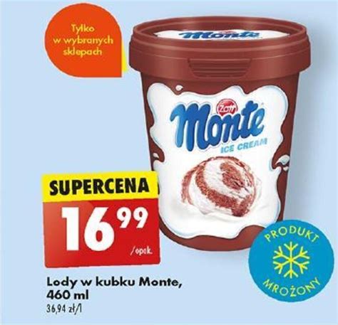 Promocja Lody W Kubku Monte 460 Ml Biedronka