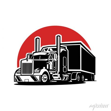 Semi Truck Wheeler Freight Trucking Vector Isolated In White