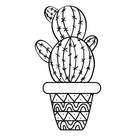 Rounded Cactus Pot Ornamented Silhouette Png And Svg Design For T Shirts