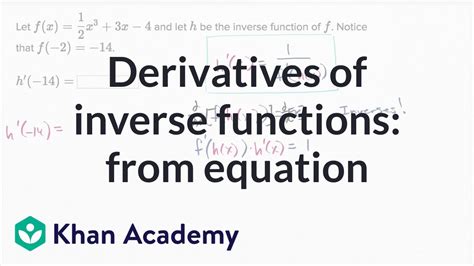 Derivatives Of Inverse Functions From Equation Ap Calculus Ab Khan Academy Youtube