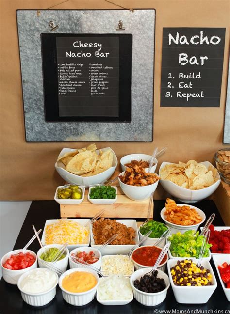 Nacho Bar Ideas A Tasty Game Day Party Buffet Moms And Munchkins Party Food Bars Bars