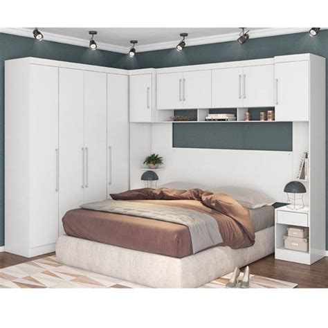 Quarto Casal Modulado Modena Branco 07 Peças Demobile 1621 Quarto