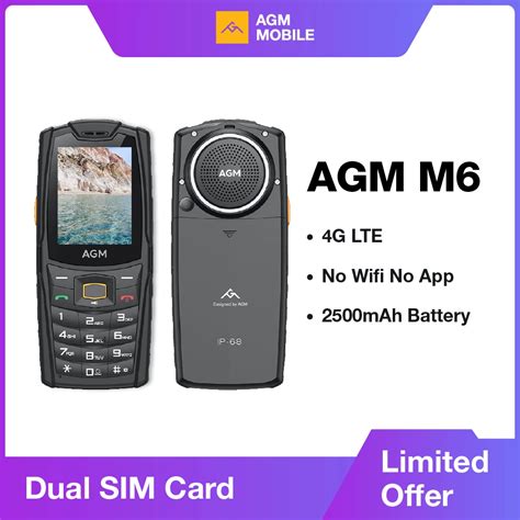 AGM M6 Rugged Phone 4G Unlocked IP68 Push Button Keypad 2500mAh Dual