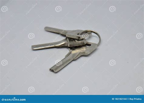 Three Keys With A Ring In Isolated White Background Stock Photo Image