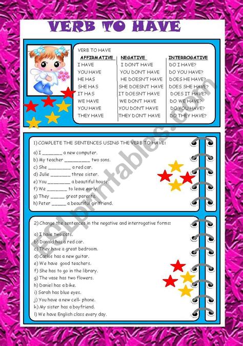 Verb To Have Esl Worksheet By Laninha