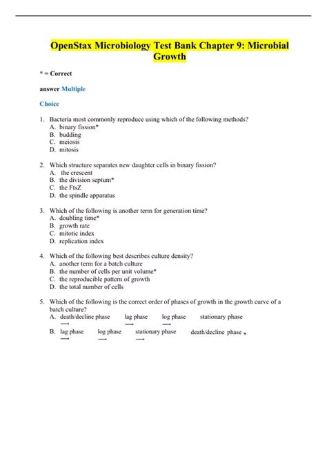 OpenStax Microbiology Test Bank Chapter 9 Microbial Growth OpenStax