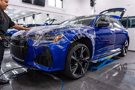 Ultra Blue Audi Rs6 Full Body Wrap In Xpel Ppf And Coating Darien Detail