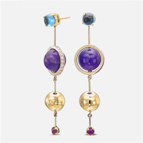 Gold Gemstone Dangle Earrings | Hanalore