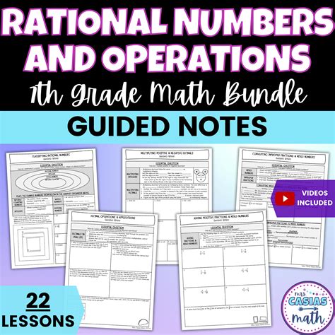 Rational Numbers and Operations Guided Notes Lessons 7th Grade Math