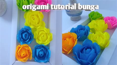 Cara Membuat Bunga Mawar Dari Kertas Origami Youtube