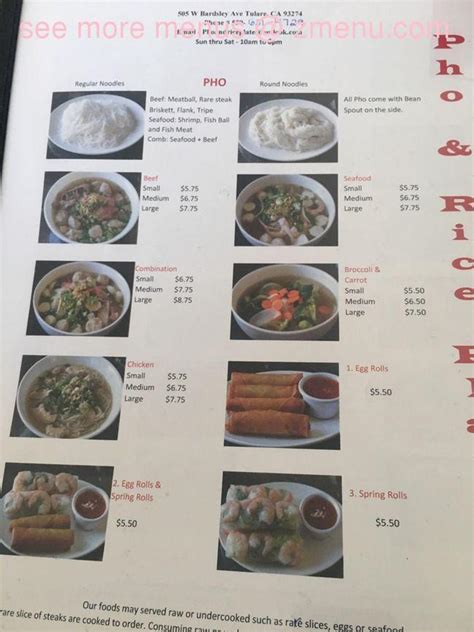 Online Menu Of Pho And Rice Plate Restaurant Tulare California 93274