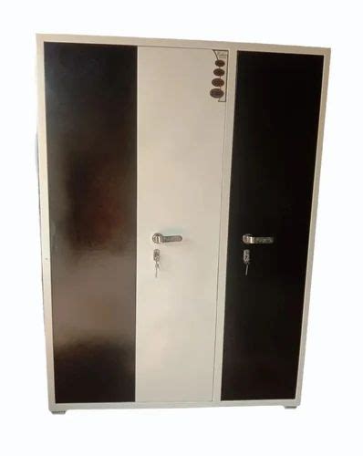 With Locker 3 Door Brown White Stainless Steel Almirah 10 Shelves At