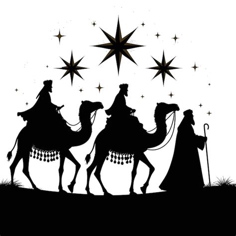 Premium Vector Happy Epiphany Day Designsilhouette Of Three Wise Men On Camel Bright Star