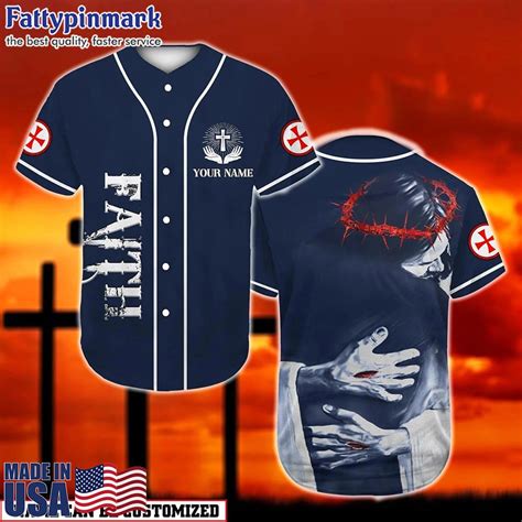 Personalized Jesus Baseball Jersey Christ Hugs Faith Custom Printed