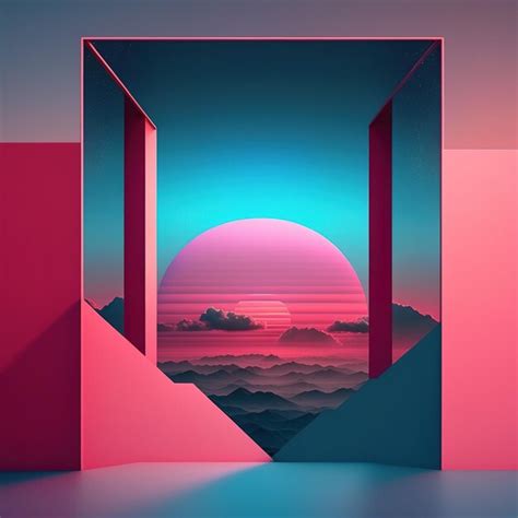 Premium Photo Abstract Geometric Sunset Abstract Backgrounds