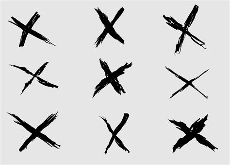 Vector set X black mark. Cross sign graphic symbol. Grunge X mark ...