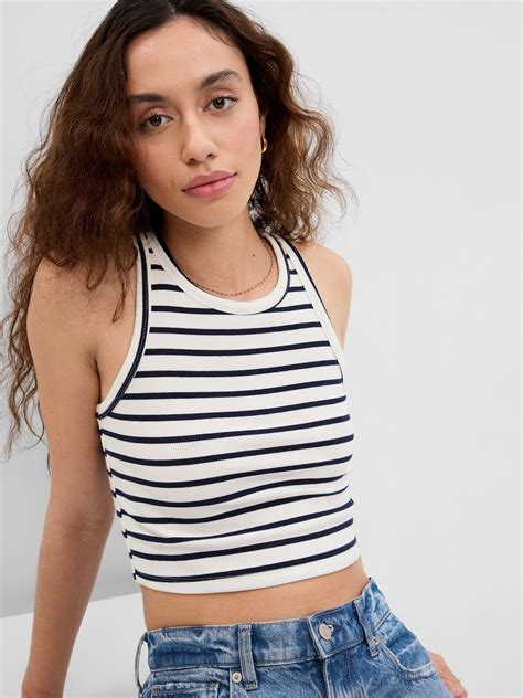 Cropped Stripe Rib Tank Top Gap